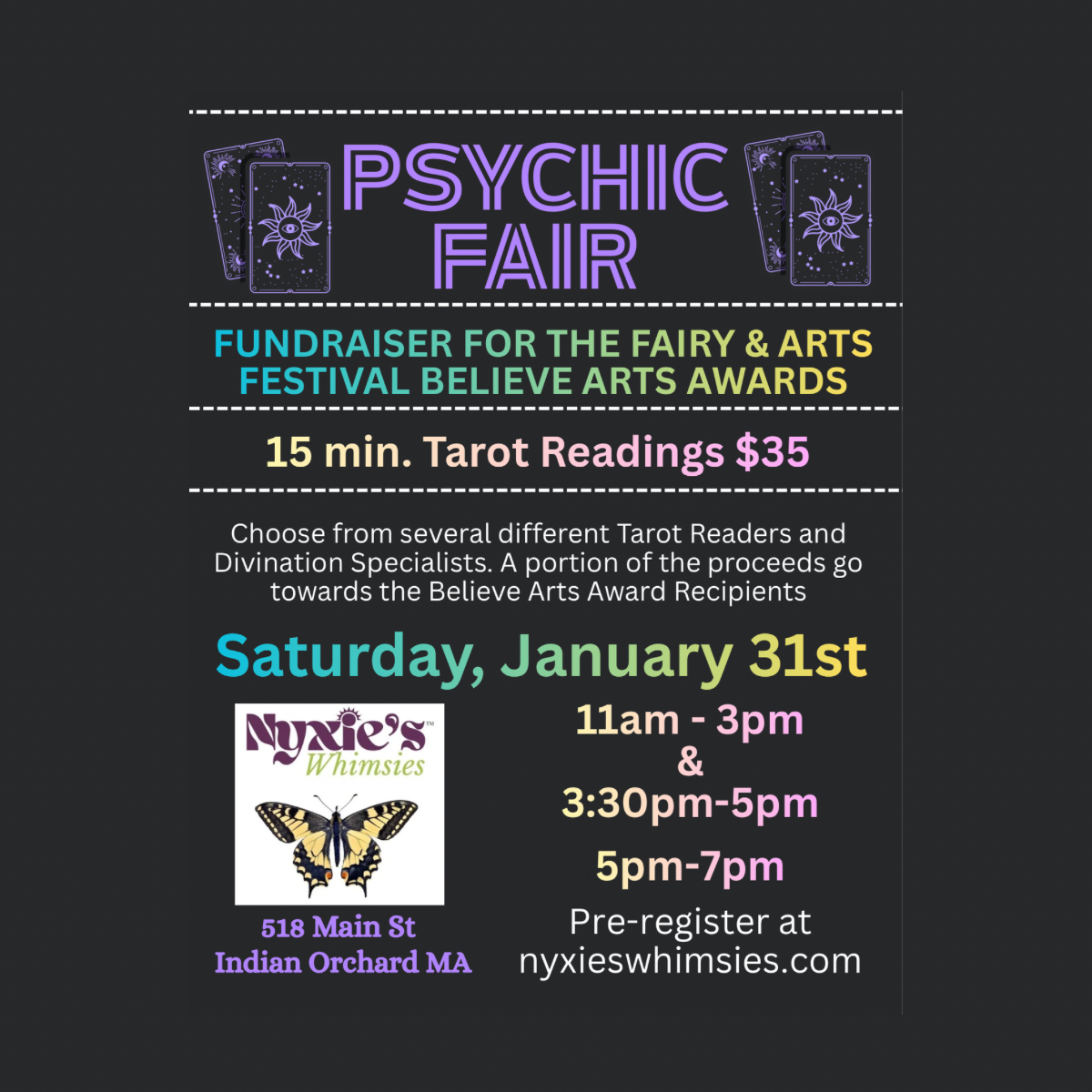 Psychic Fair Fundraiser for the Fairy and Arts Festival 01/31